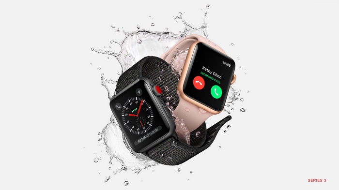Apple Watch Series 3 with water splash
