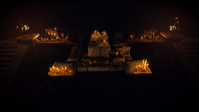 The Witcher 3: Wild Hunt - dimly lit temple with candles