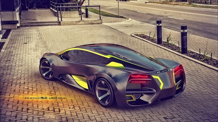 Lada Raven concept car with yellow accents
