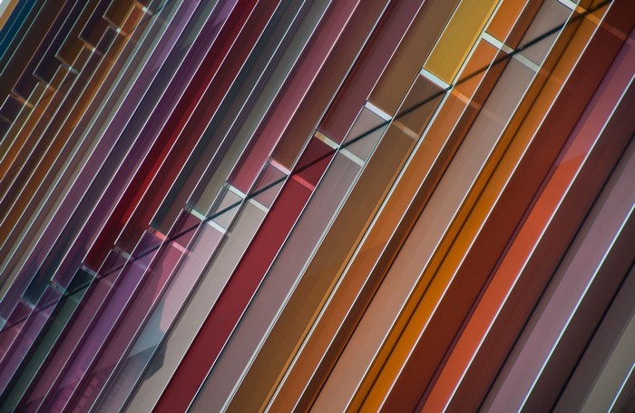 Abstract pattern of colored glass panels