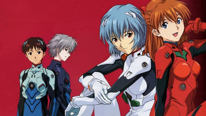 Asuka, Rei, Shinji, and Kaworu from Neon Genesis Evangelion