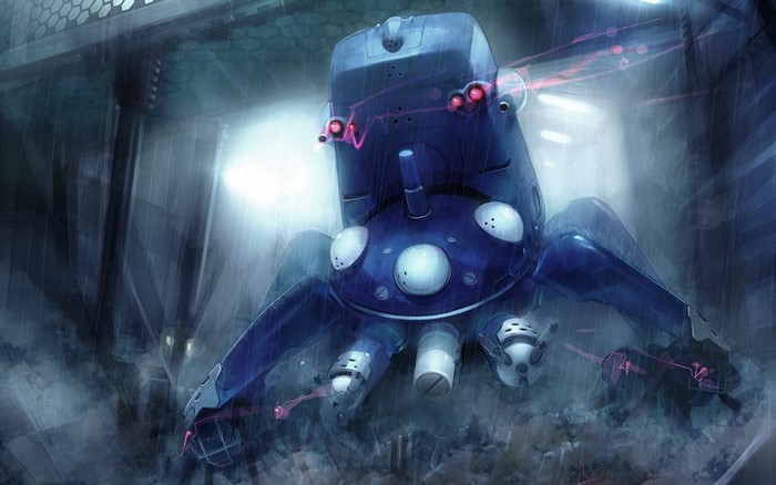 Tachikoma from Ghost in the Shell in the rain
