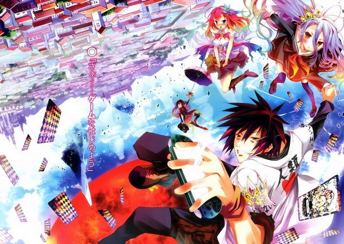 Characters from No Game No Life in a surreal world