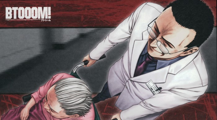 Btooom! Doctor pushing an elderly person in a wheelchair