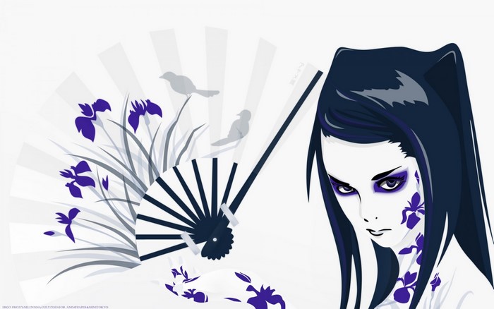 Re-l Mayer from Ergo Proxy with fan and irises