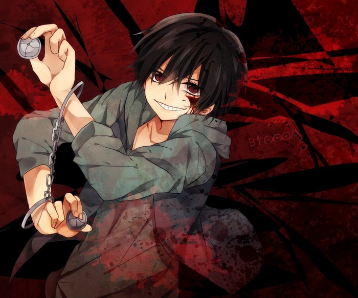 Ryota Sakamoto from Btooom! holding a chain weapon