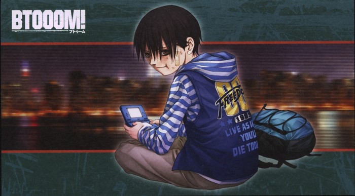 Ryōta Sakamoto from Btooom! playing a handheld console