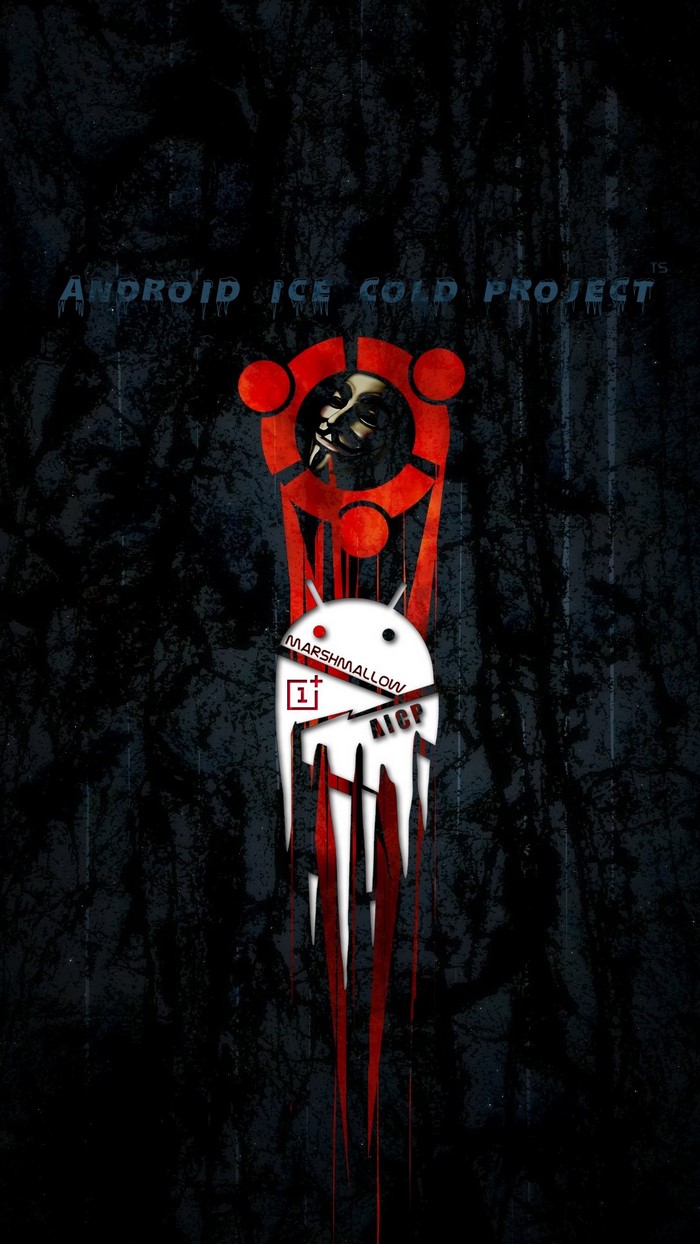 Android Ice Cold Project with Ubuntu, Anonymous, and OnePlus logos