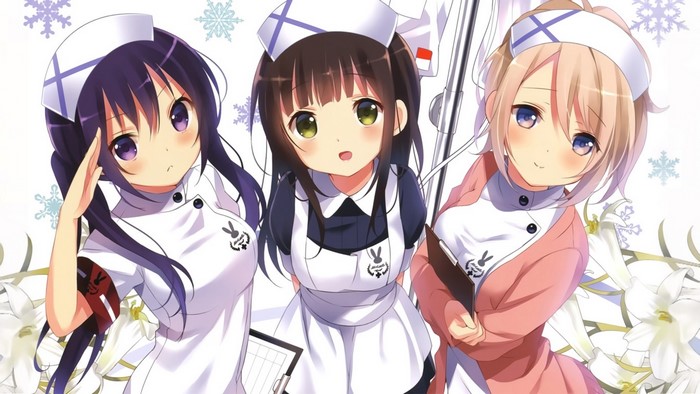 Three nurses from Gochuumon wa Usagi Desu ka