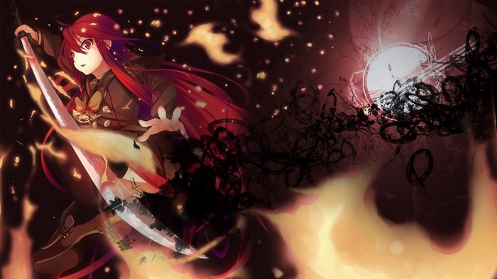 Anime girl with red hair and sword