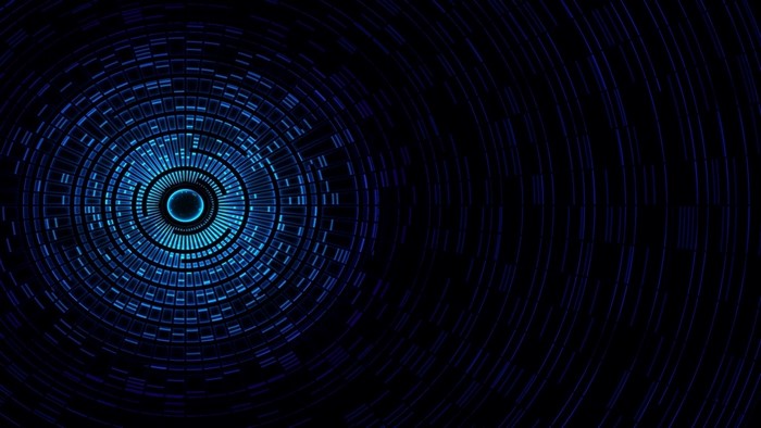 Abstract blue digital art with circular patterns