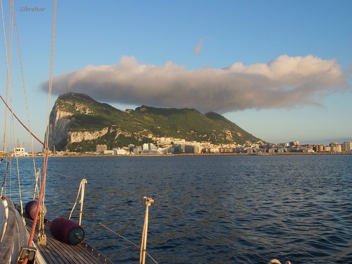 Gibraltar Rock and City from a Sailboat