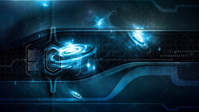 Digital art of space with galaxies and futuristic elements