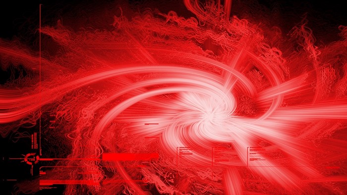 Abstract red fractal art with digital elements