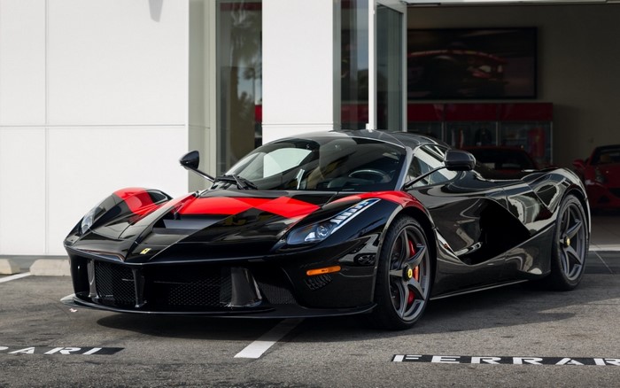 Black Ferrari LaFerrari with Red Stripes