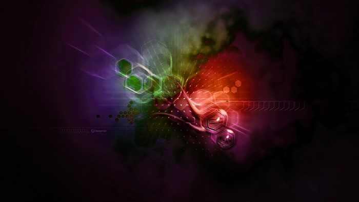 Abstract colorful digital art with hexagons
