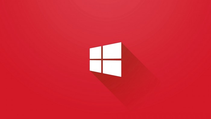 Windows 10 logo on red background