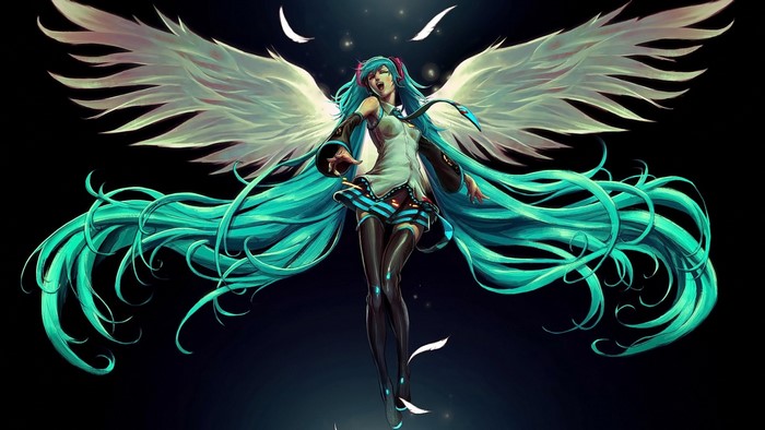 Hatsune Miku from Vocaloid with Angel Wings