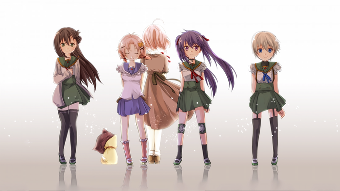 Girls from Gakkou Gurashi! standing together
