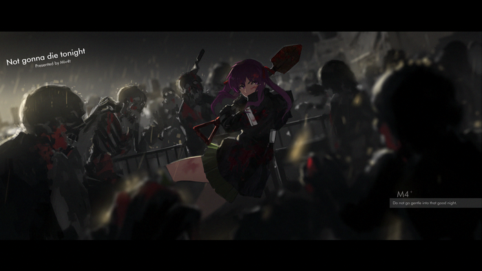 Girl with shovel fighting zombies