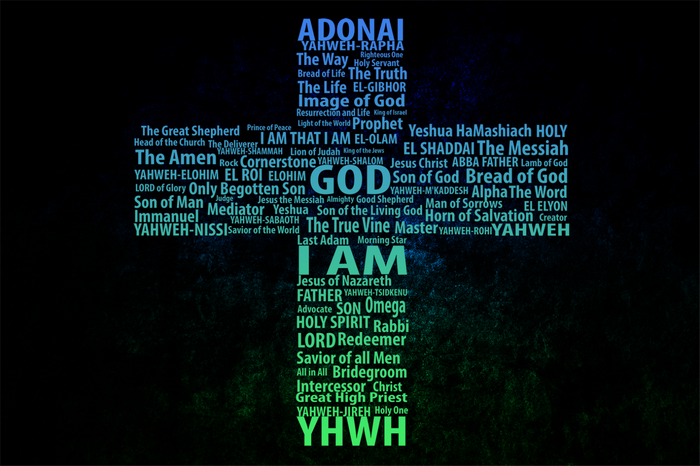 Religious Cross with God and Jesus Christ Word Art