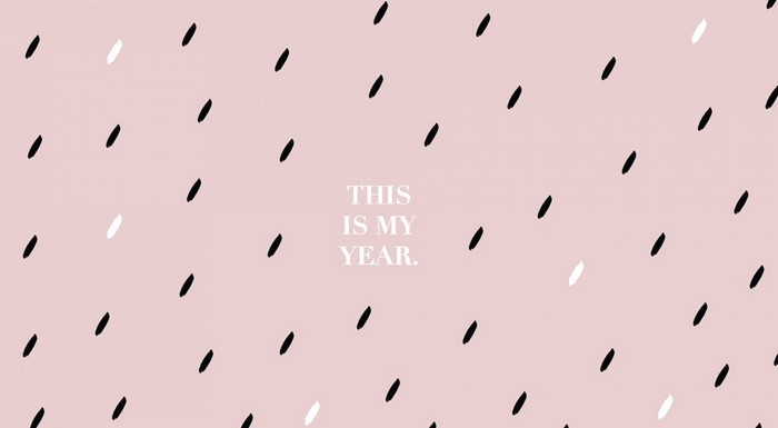 Pink background with black and white brush strokes and text