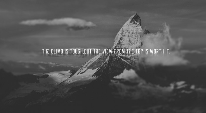 Motivational quote about climbing a mountain