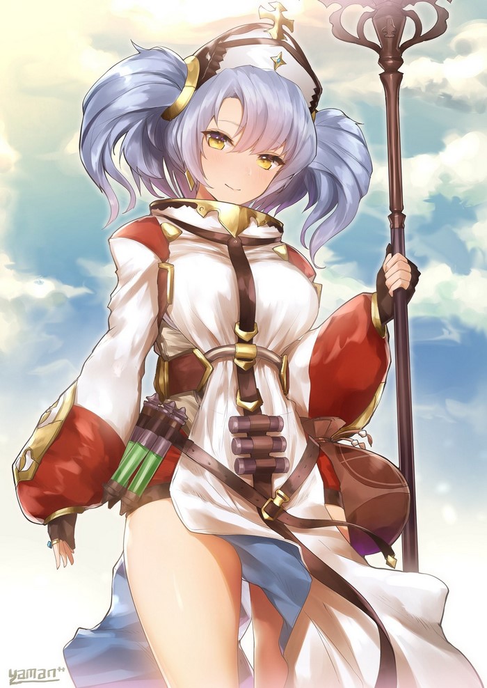 Anime girl with staff and potion belt
