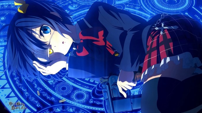 Takanashi Rikka from Chuunibyou demo Koi ga Shitai! holding a gun