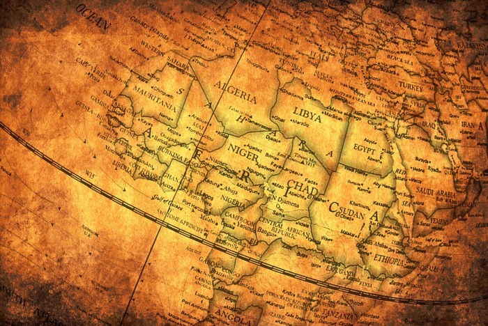 Vintage map of Africa and the Middle East