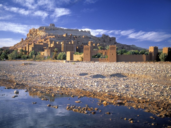 Ancient Kasbah on a Hillside by a River