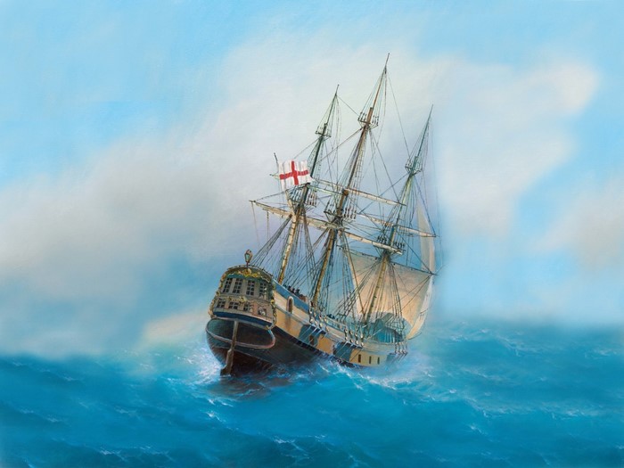 painting, ship, boat, sailing ship, sea, vehicle, artwork, sailing ...