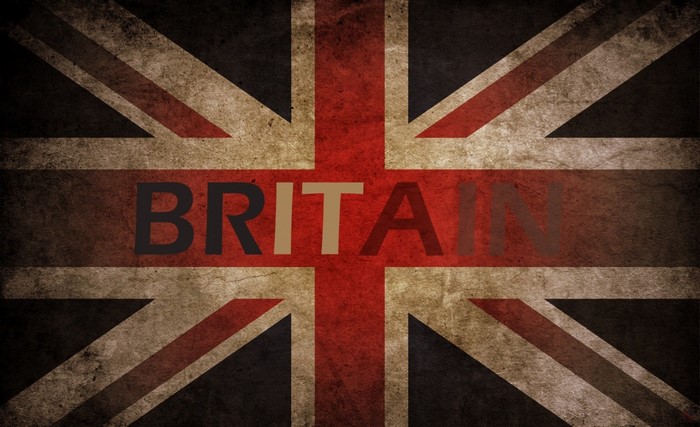 Britain text on Union Jack flag