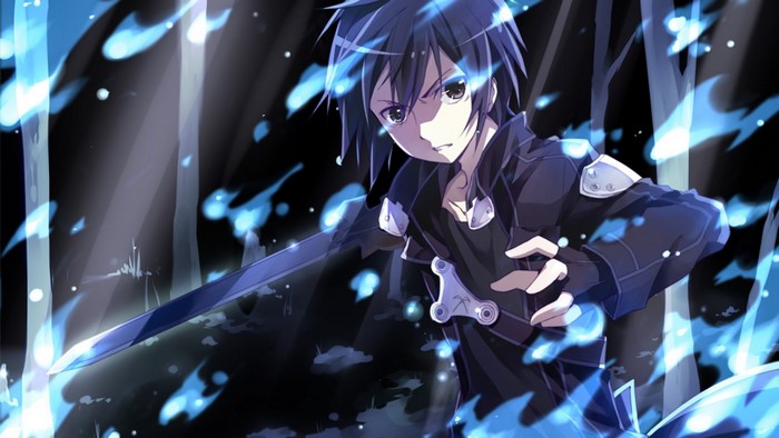 Kirigaya Kazuto from Sword Art Online with a sword