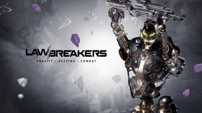 Lawbreakers poster with robot and gun