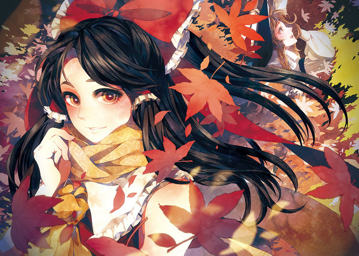 Reimu Hakurei and Marisa Kirisame from Touhou Project in Fall