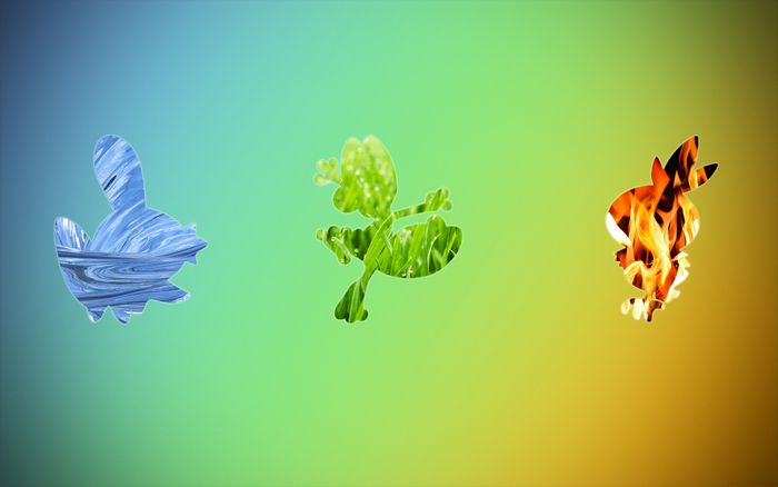 Mudkip, Treecko, and Torchic from Pokemon