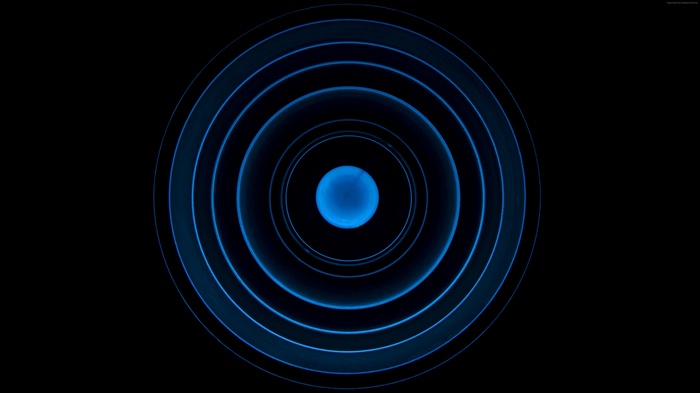 Abstract blue concentric circles and sphere 4K