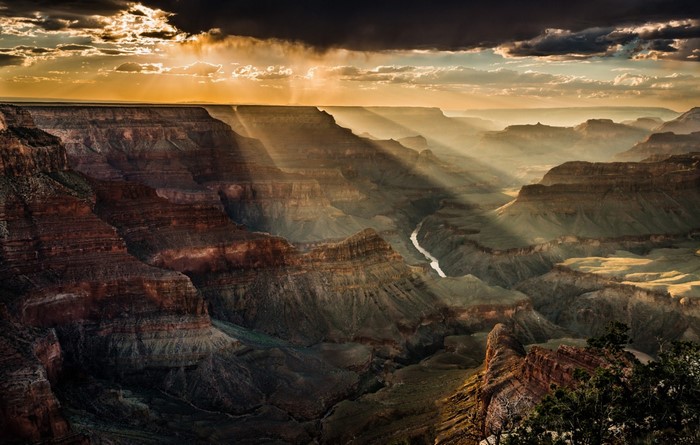 Grand Canyon National Park at Sunrise with Sunbeams