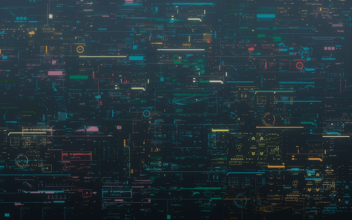 Abstract digital interface with glowing lines and data