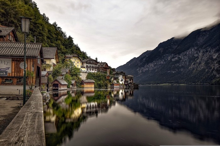 Hallstatt village on a lake in Austria