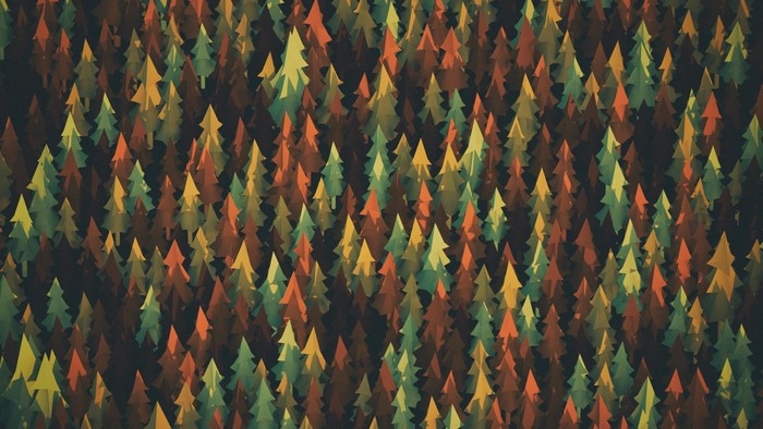 Abstract forest with colorful trees