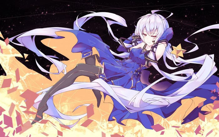 Luo Tianyi from Vocaloid in a blue dress