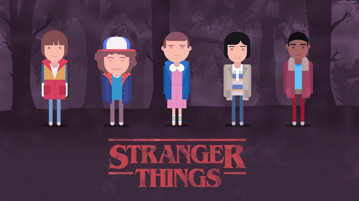 Stranger Things characters poster 4K