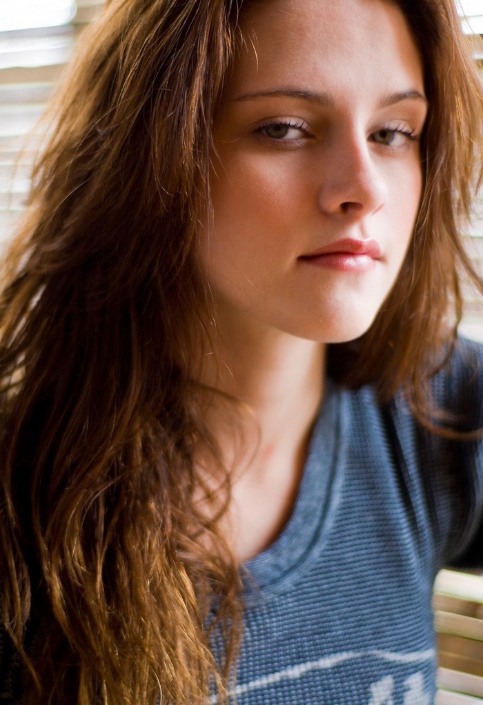 Kristen Stewart portrait with long brown hair