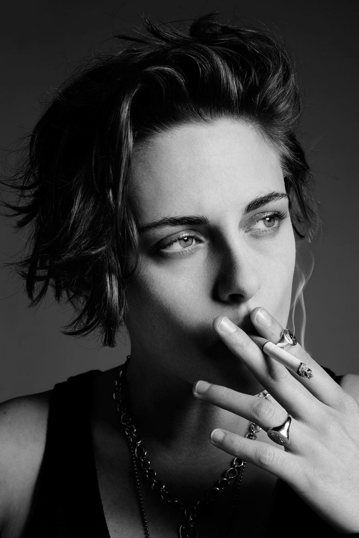 Kristen Stewart Black and White Portrait Smoking