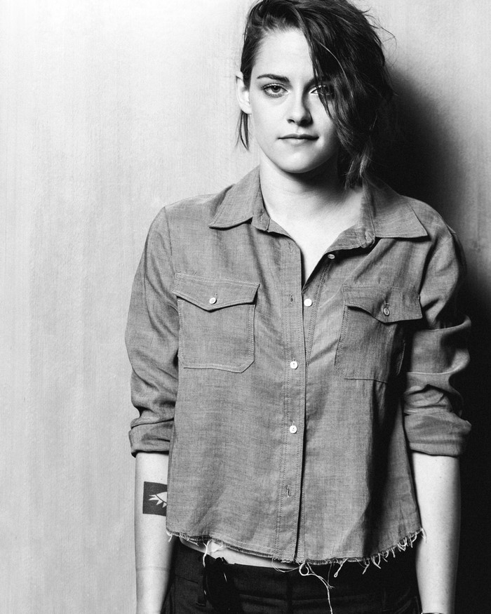 Kristen Stewart in a denim shirt