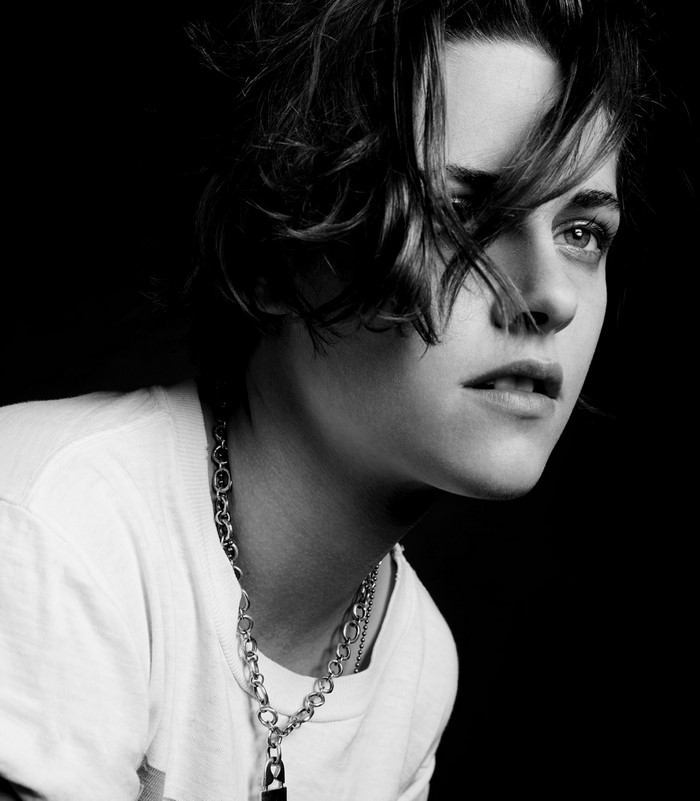 Kristen Stewart in black and white portrait