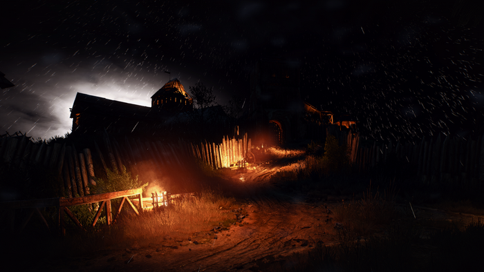 The Witcher 3: Wild Hunt - Night scene with bonfire