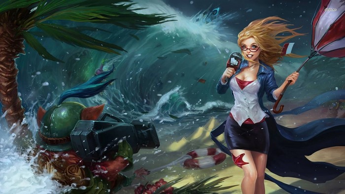 Janna and Teemo from League of Legends in a storm